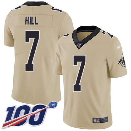 Men New Orleans Saints Limited Gold Taysom Hill Jersey NFL Football #7 100th Season Inverted Legend Jersey